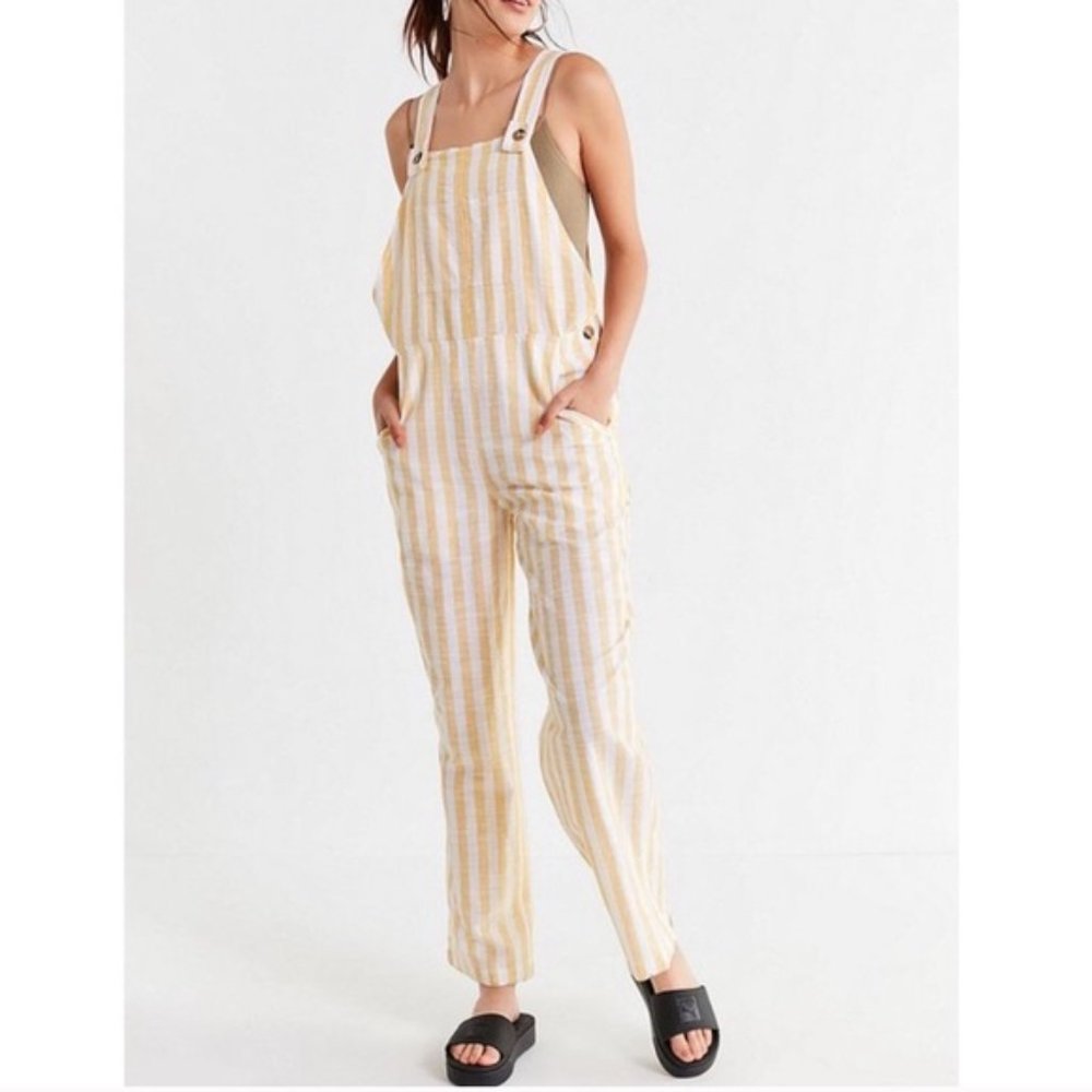 yellow striped overalls